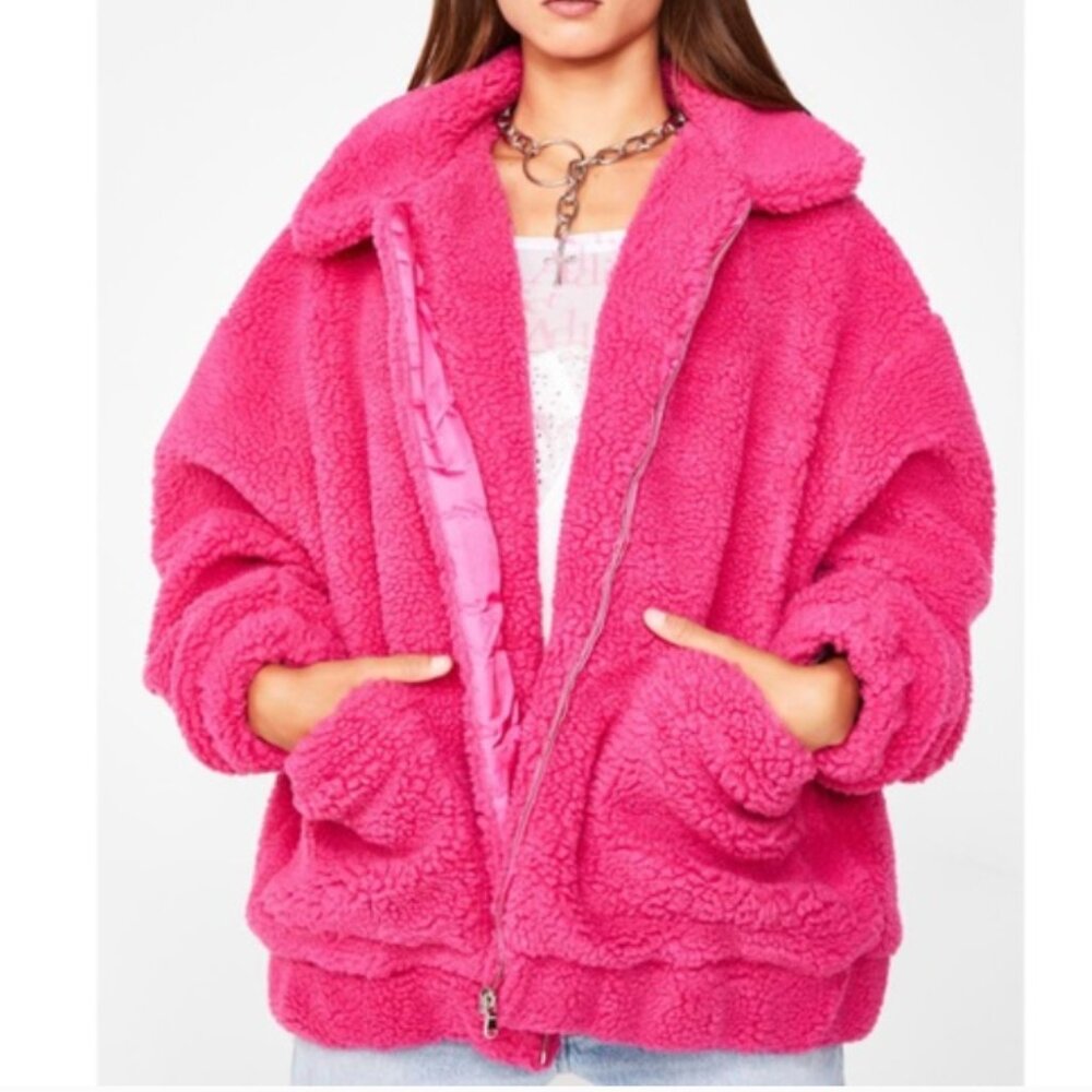 I.AM.GIA x Dolls Kill Flirty Rose Pixie Sherpa Coat Size M - Picture 2 of 8